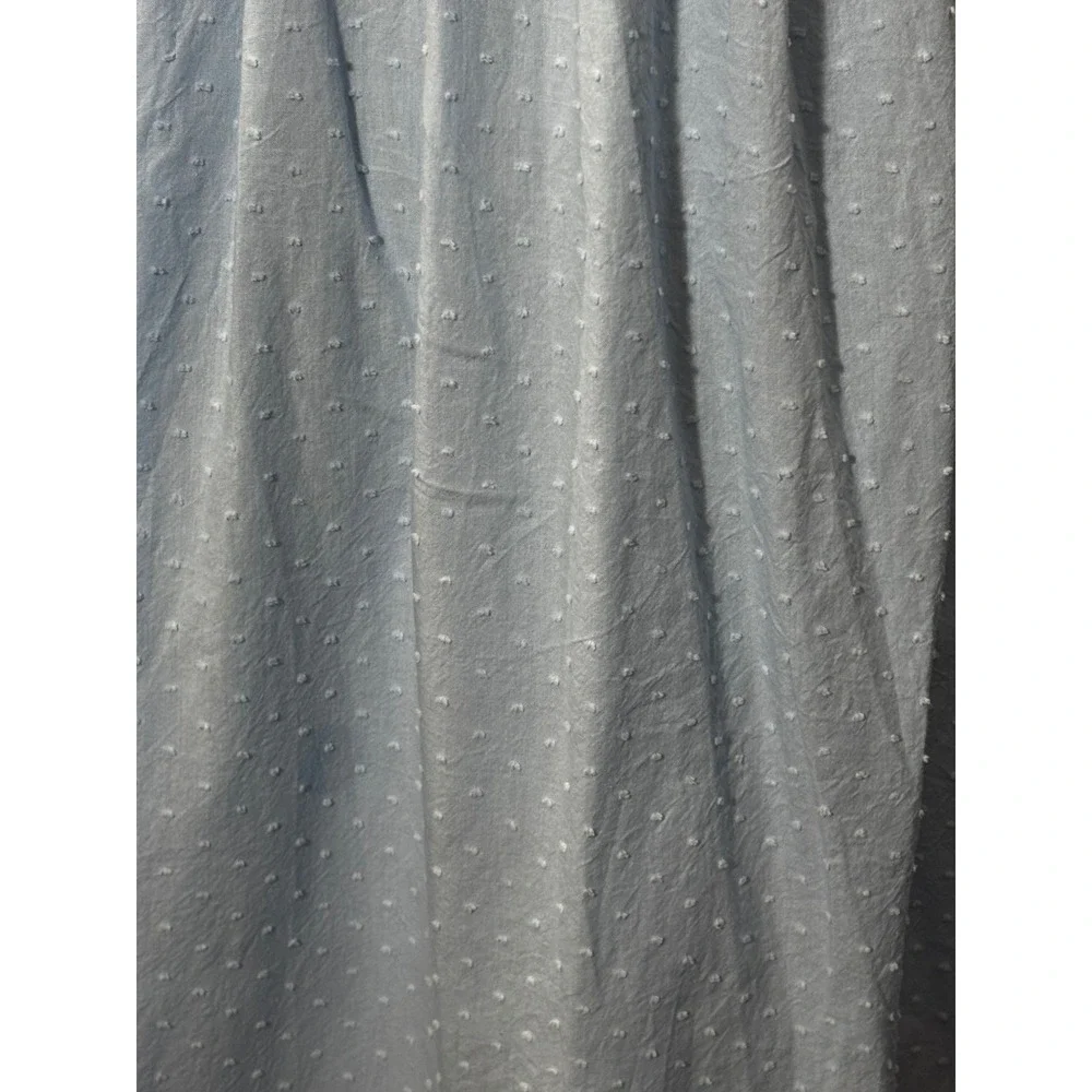 LAKE ‎ Light Blue Swiss Dot Smocked Midi Dress Ruffle Strap Square Neck